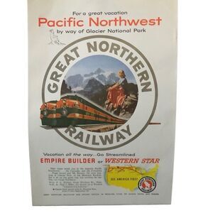 Vintage 1953 Great Northern Railway Empire Builder Western Star Ad Advertisment